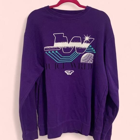 Purple Juice Wrld Crewneck Sweatshirt with butterfly size large - Picture 1 of 7